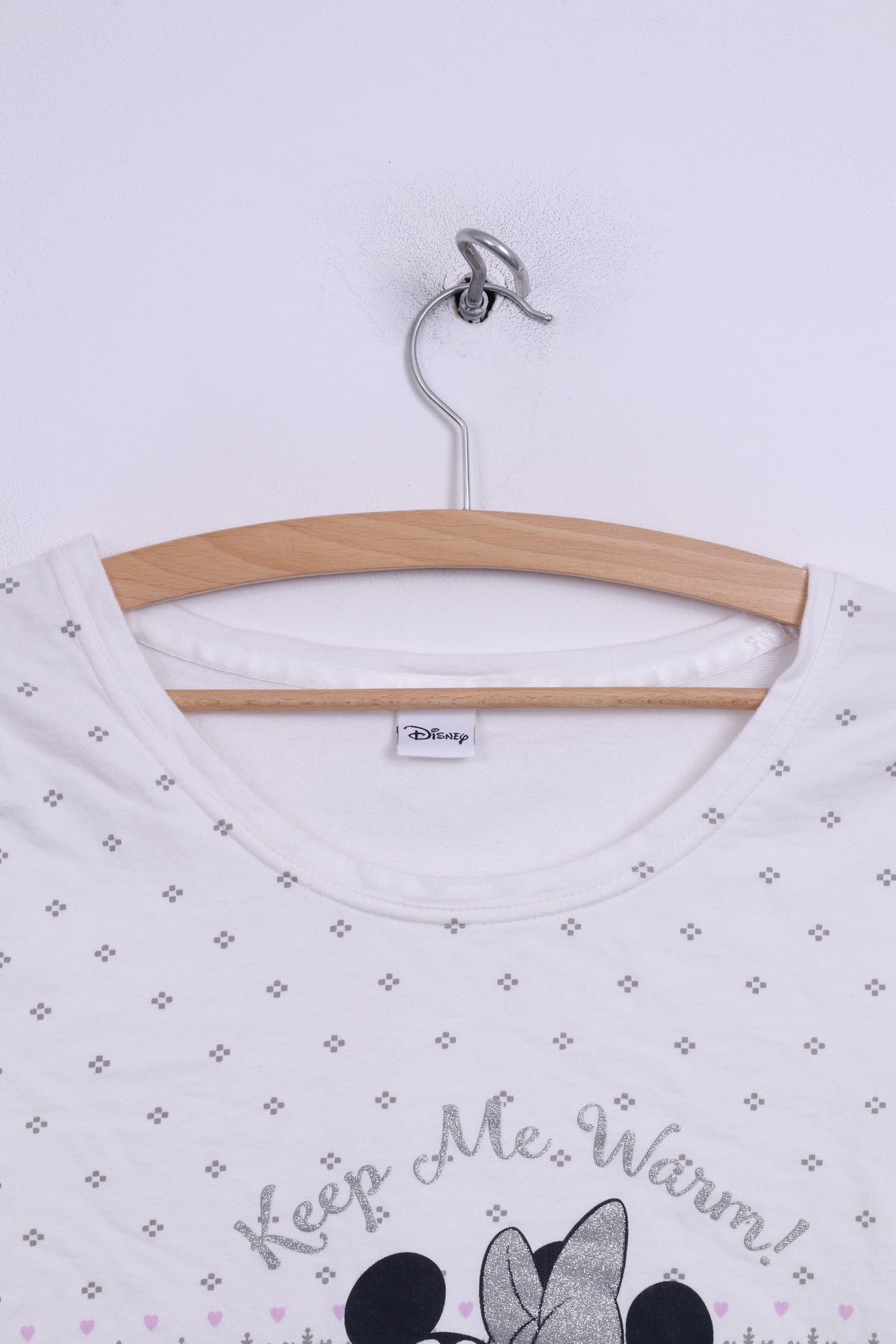 Tu Disney Chemise à manches longues pour femme 10 M Blanc Vêtements de nuit Keep Me Warm Mickey Mouse 