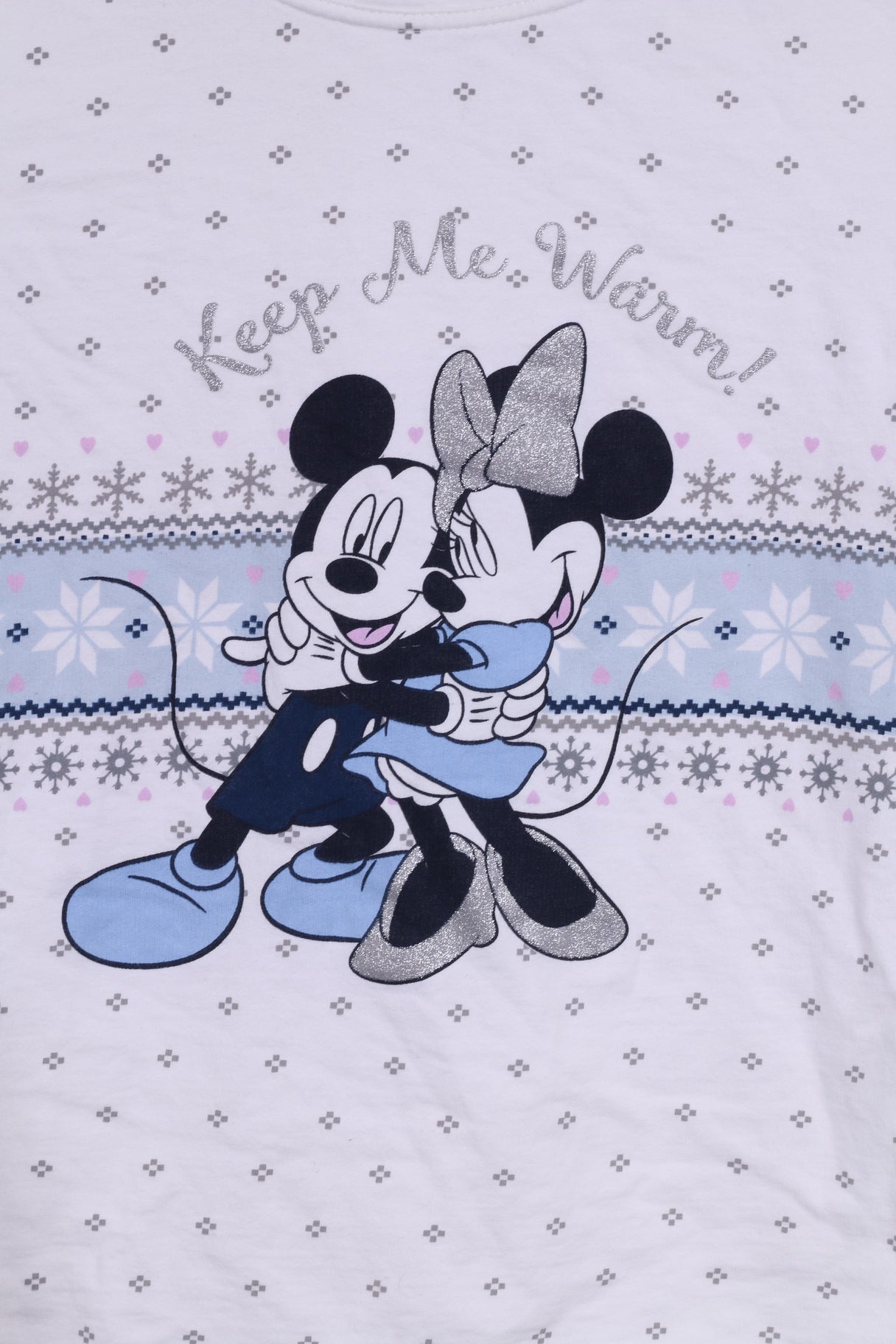 Tu Disney Womens 10 M Shirt Long Sleeve White Sleepwear Keep Me Warm Mickey Mouse