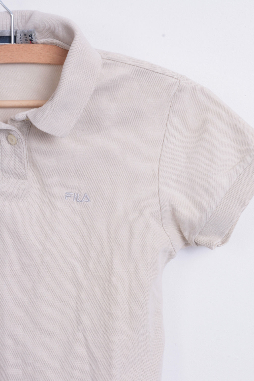 Fila Womens XS/S Polo Shirt Sport Beige Training Cotton Top - RetrospectClothes