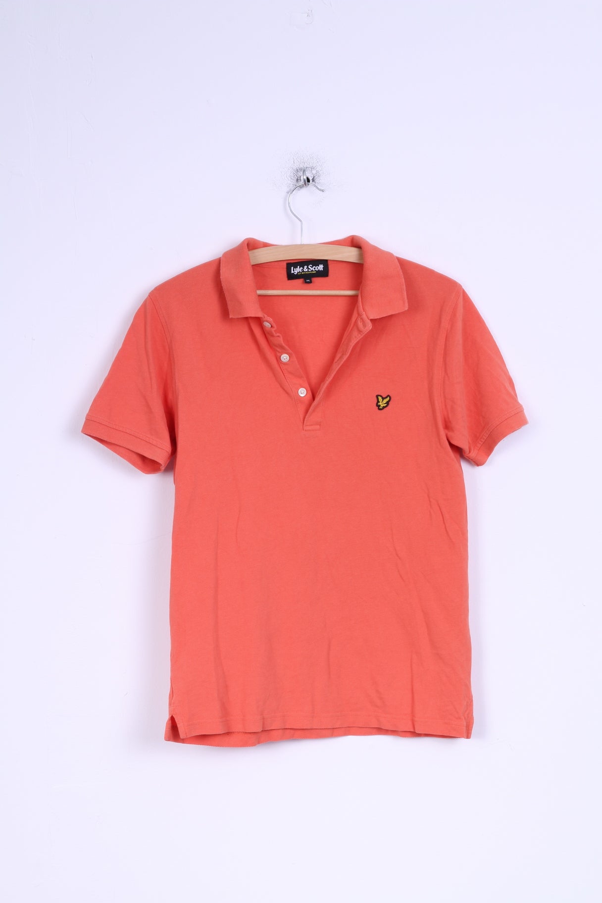 Lyle & Scott Mens M (S) Polo Shirt Cotton Coral Detailed Buttons