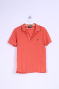 Lyle & Scott Mens M (S) Polo Shirt Cotton Coral Detailed Buttons