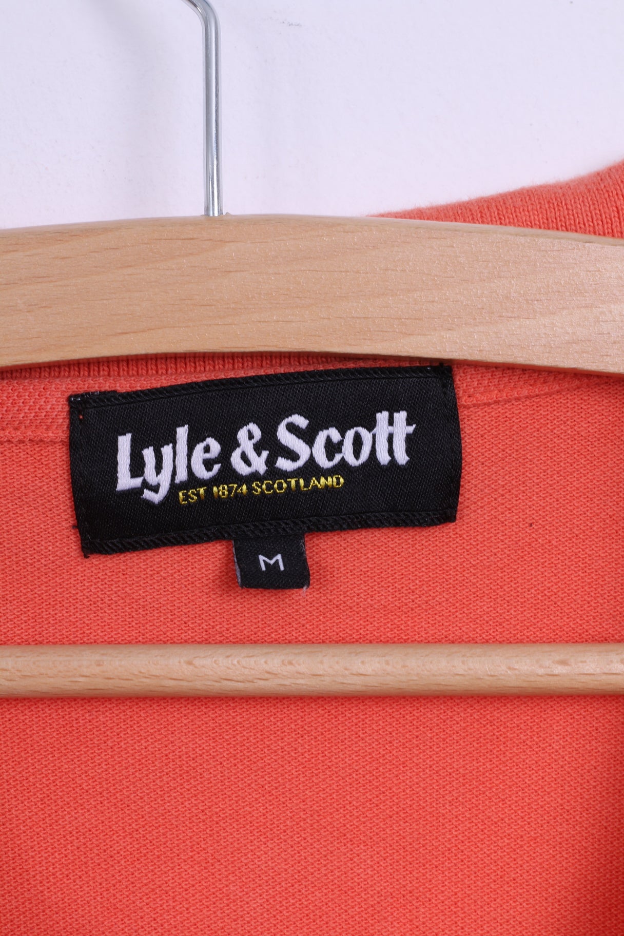 Lyle & Scott Mens M (S) Polo Shirt Cotton Coral Detailed Buttons