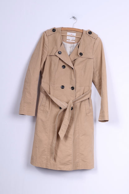 Holly White by Lindex Womens 42 M Trench Coat Beige Cotton Belted Classic Mac