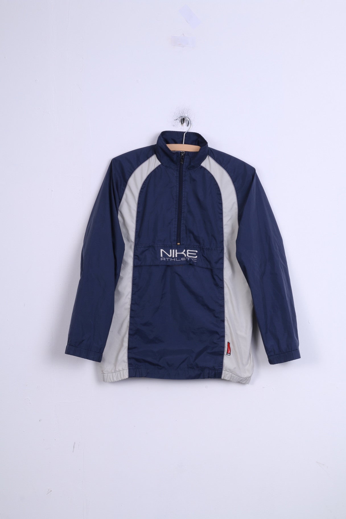 Giacca Nike da ragazzo, 14-16 anni, pullover leggero, nylon blu, atletica, collo con zip, allenamento