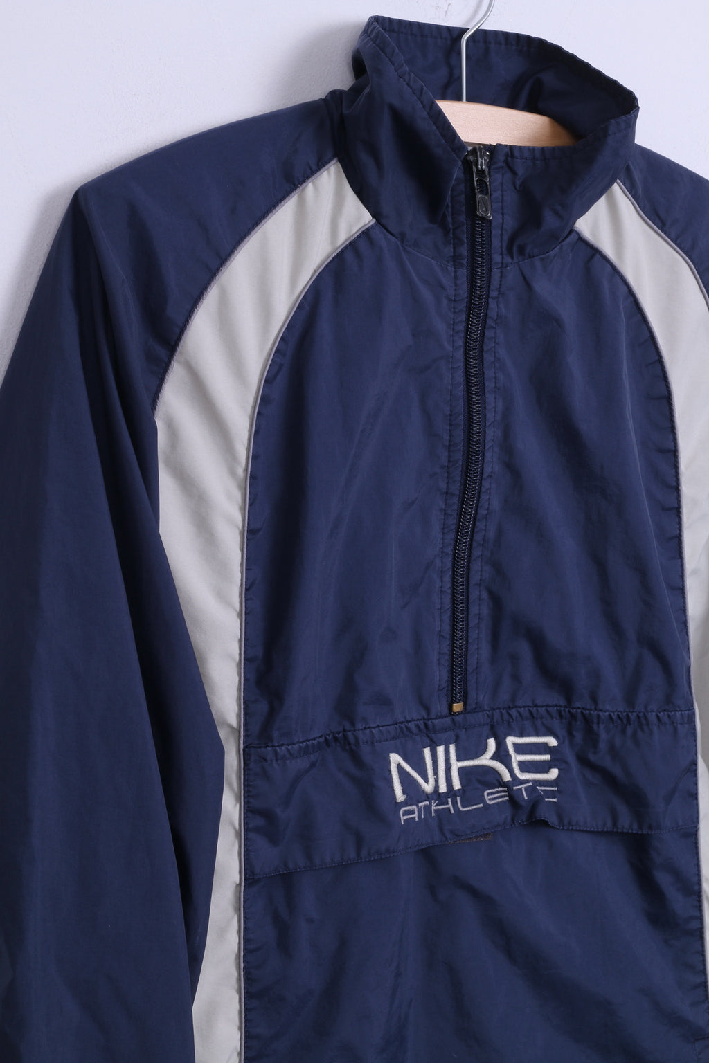 Nike Boys 14-16 Age Jacket Light Pullover Blue Nylon Athletic Zip Neck Training