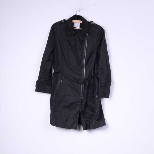 Petite Collection Debenhams Women 10 S Coat Black Full Zipper Shoulder Pads Cotton