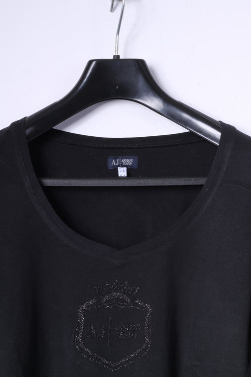 Armani Jeans Femme 12 8 S Chemise à manches longues en coton noir stretch avec logo