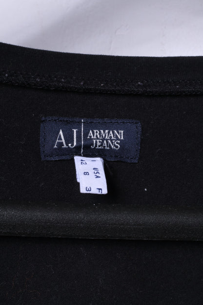 Armani Jeans Donna 12 8 S Camicia a maniche lunghe Top in cotone elasticizzato con logo nero