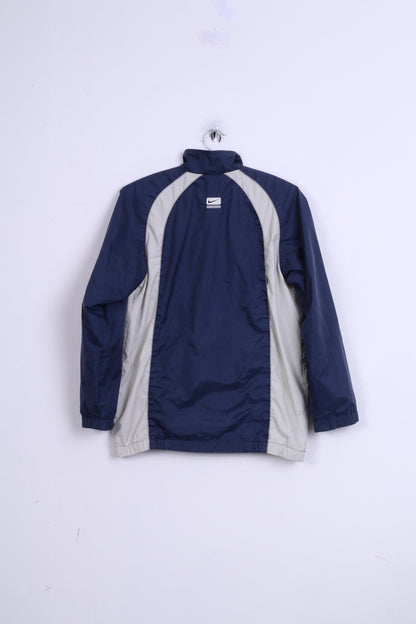 Nike Boys 14-16 Age Jacket Light Pullover Blue Nylon Athletic Zip Neck Training