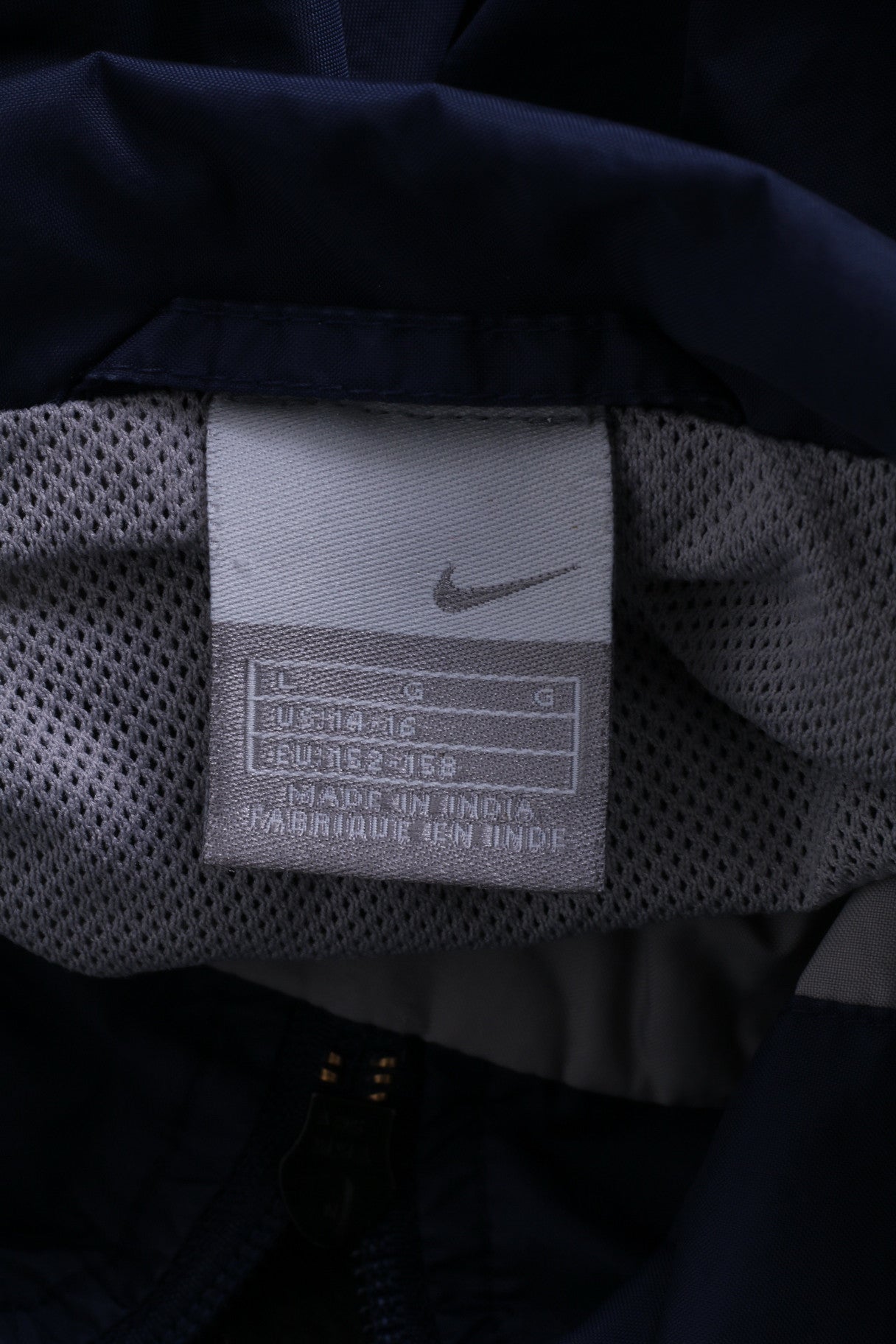 Giacca Nike da ragazzo, 14-16 anni, pullover leggero, nylon blu, atletica, collo con zip, allenamento