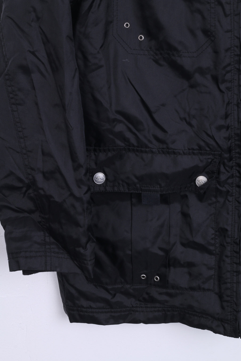 GatoNegro Womens Nylon Jacket 164 M Hood Parka Black - RetrospectClothes