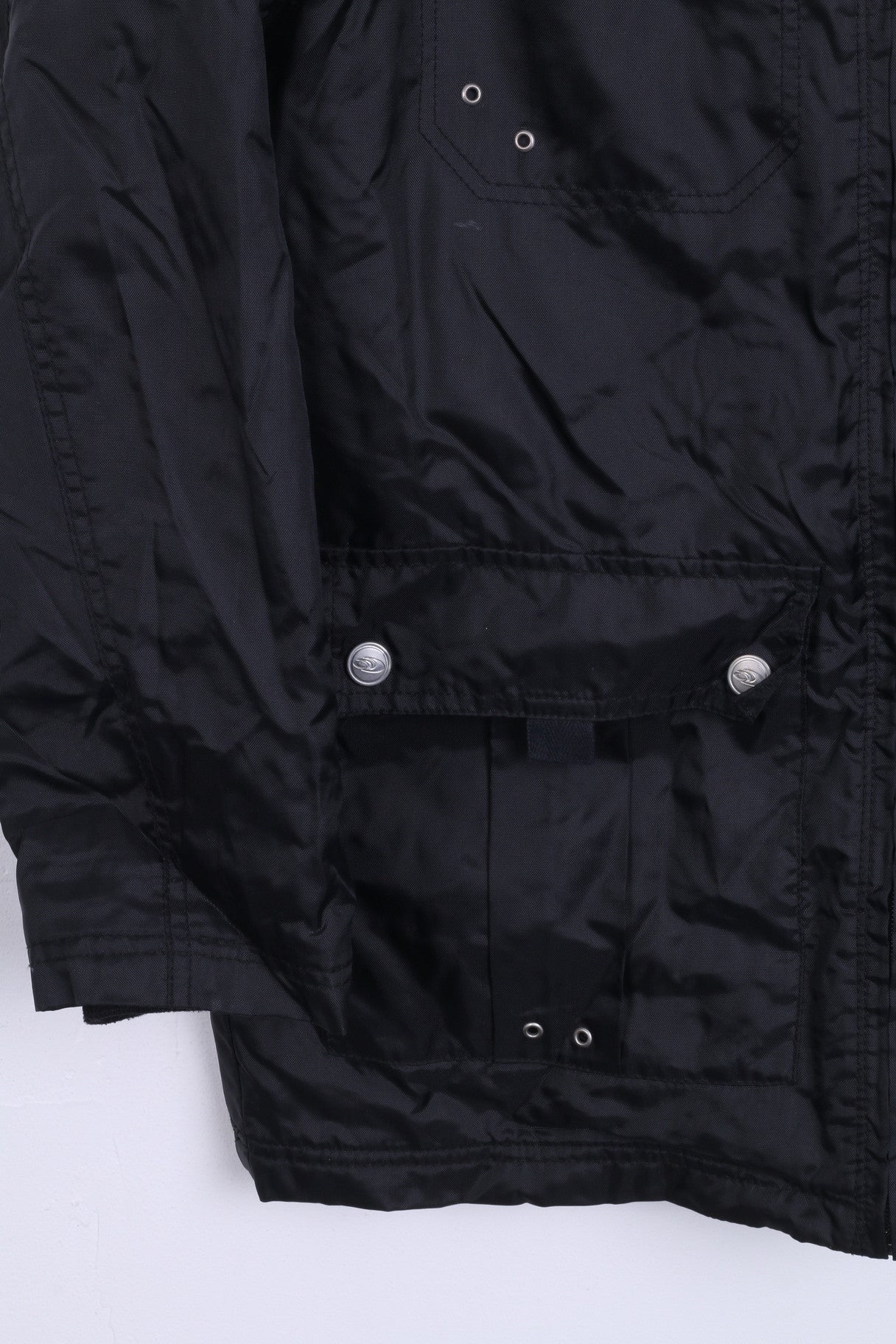 GatoNegro Womens Nylon Jacket 164 M Hood Parka Black - RetrospectClothes