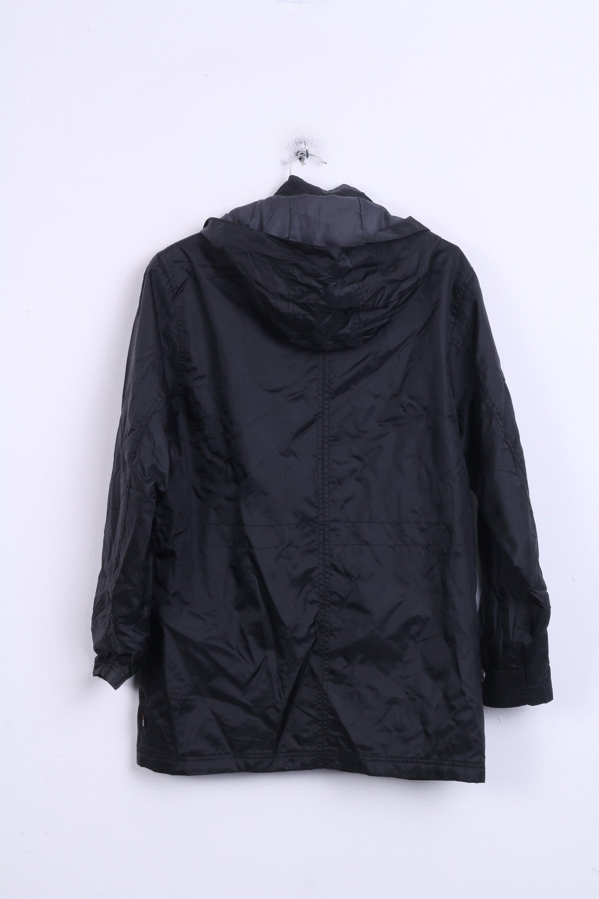 GatoNegro Womens Nylon Jacket 164 M Hood Parka Black - RetrospectClothes