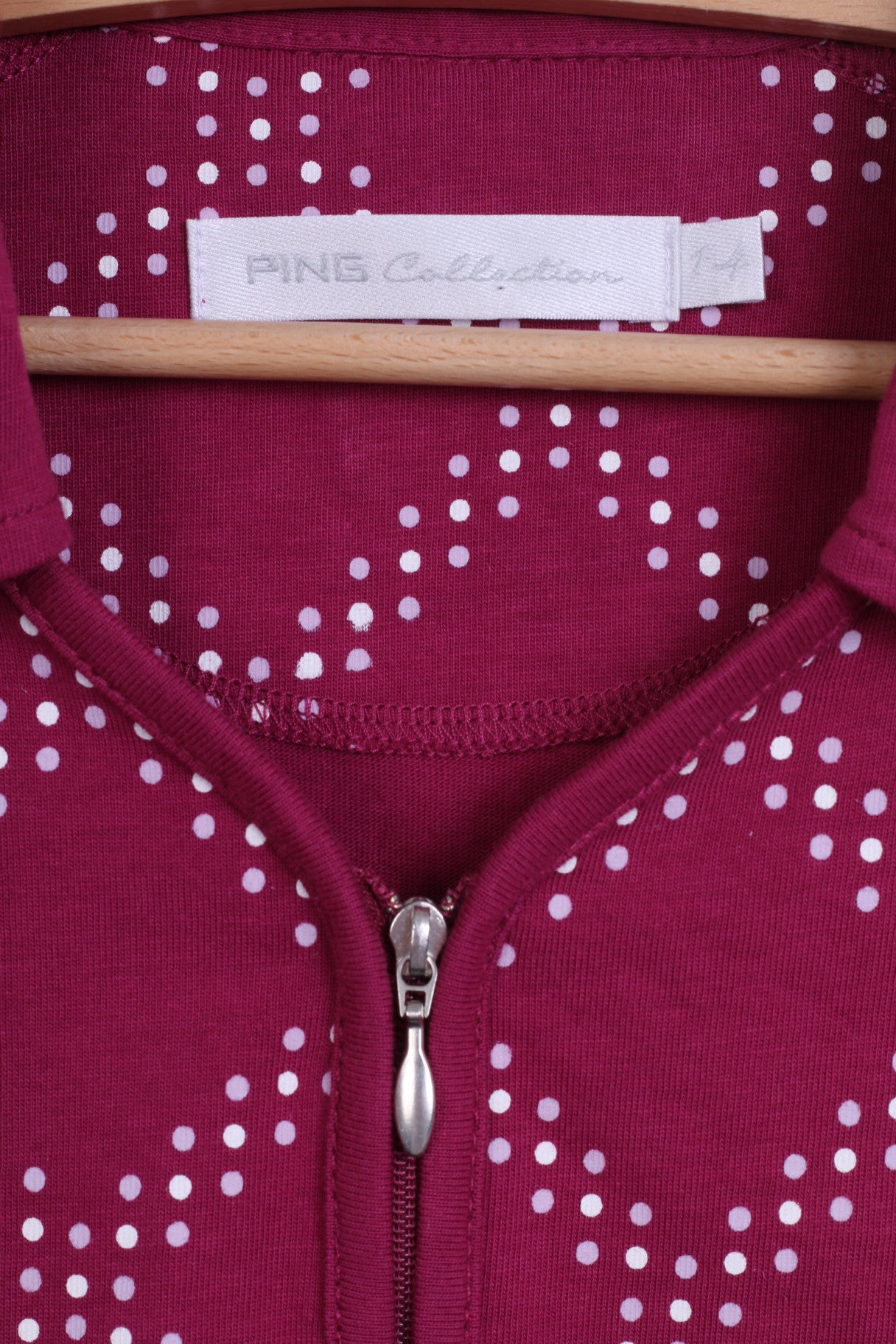 PING Collection Womens 14 L Sleeveless Cotton Collar Zip Neck Top Amaranth