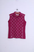 PING Collection Womens 14 L Sleeveless Cotton Collar Zip Neck Top Amaranth