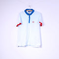 Sergio Tacchini Mens L Polo Shirt Light Blue Short Sleeve Top Button Down Collar