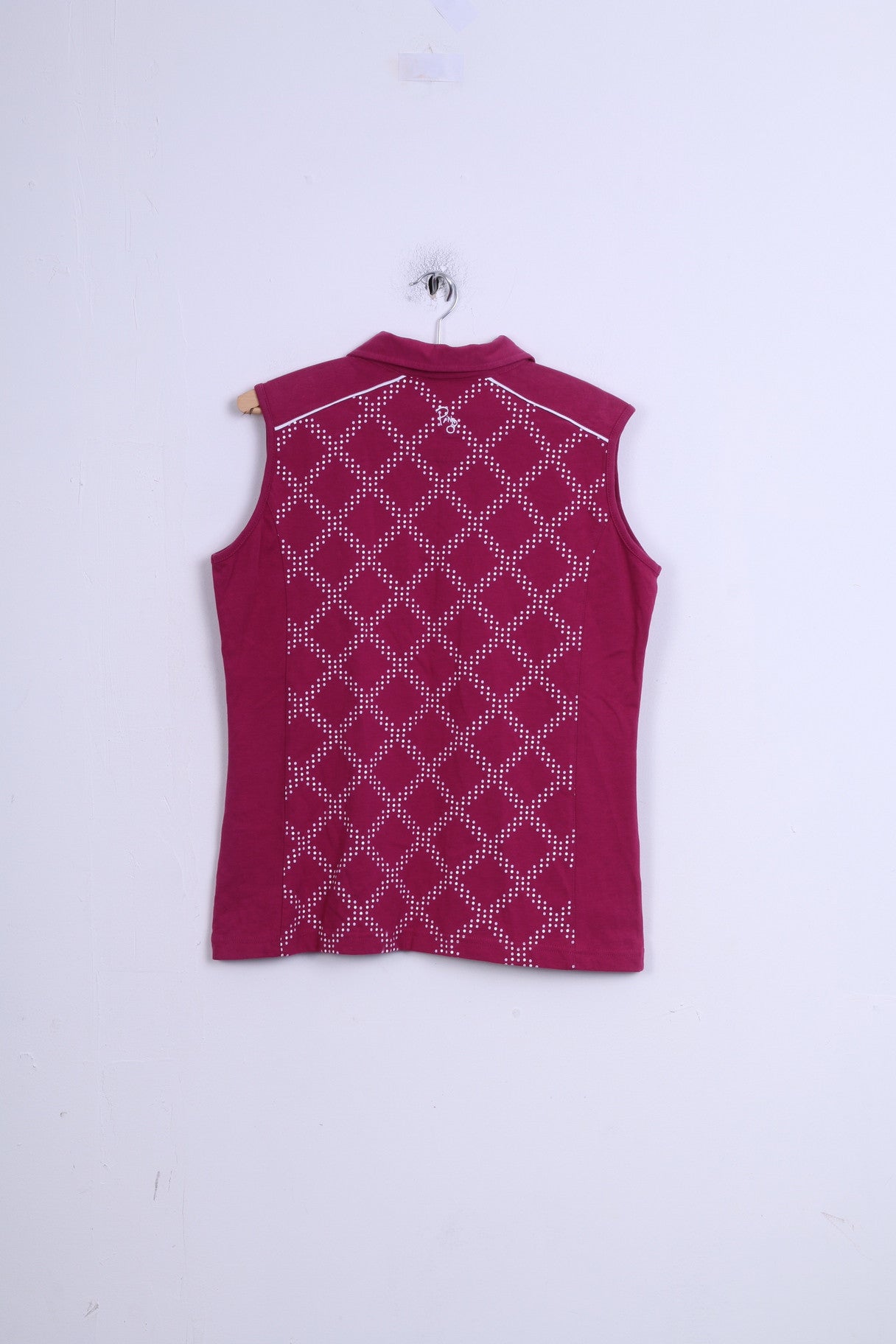 PING Collection Womens 14 L Sleeveless Cotton Collar Zip Neck Top Amaranth