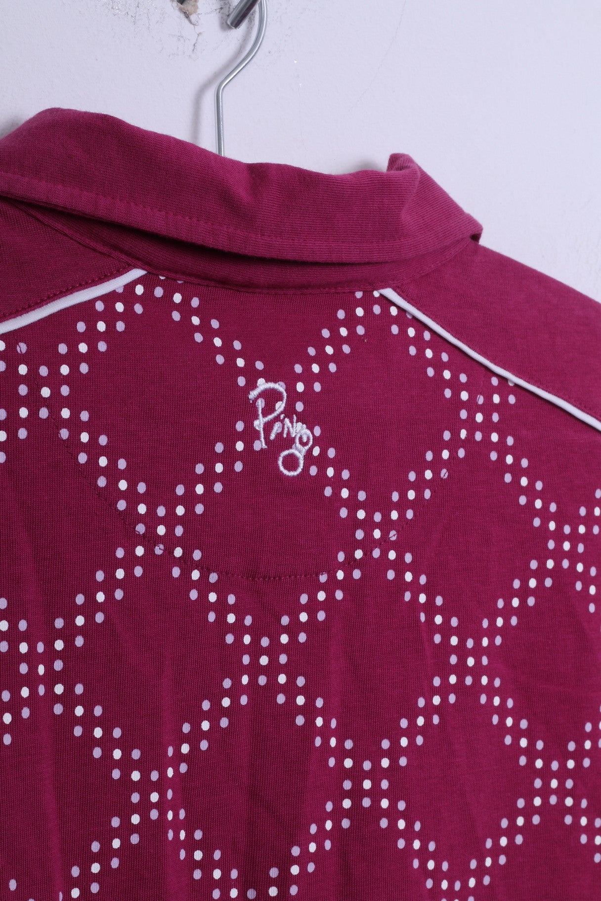 PING Collection Womens 14 L Sleeveless Cotton Collar Zip Neck Top Amaranth