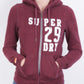 Superdry Womens XS Sweatshirt Maroon Full Zipper Hoodie Hood - RetrospectClothes