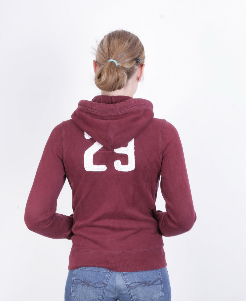 Superdry Womens XS Sweatshirt Maroon Full Zipper Hoodie Hood - RetrospectClothes