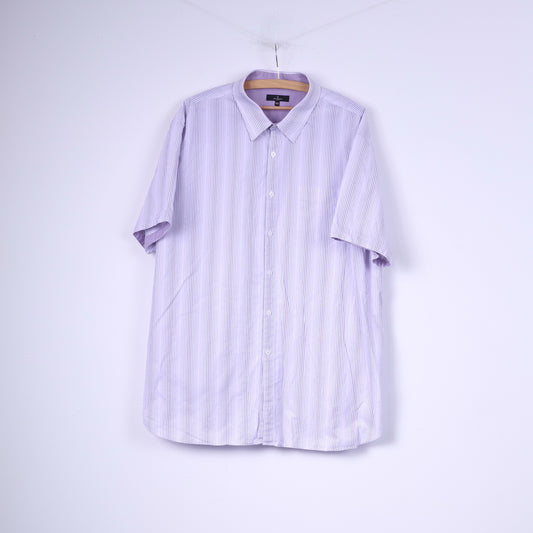 Jeff Banks London Mens 3XL Casual Shirt White Striped Cotton Short Sleeve Top