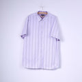 Jeff Banks London Mens 3XL Casual Shirt White Striped Cotton Short Sleeve Top