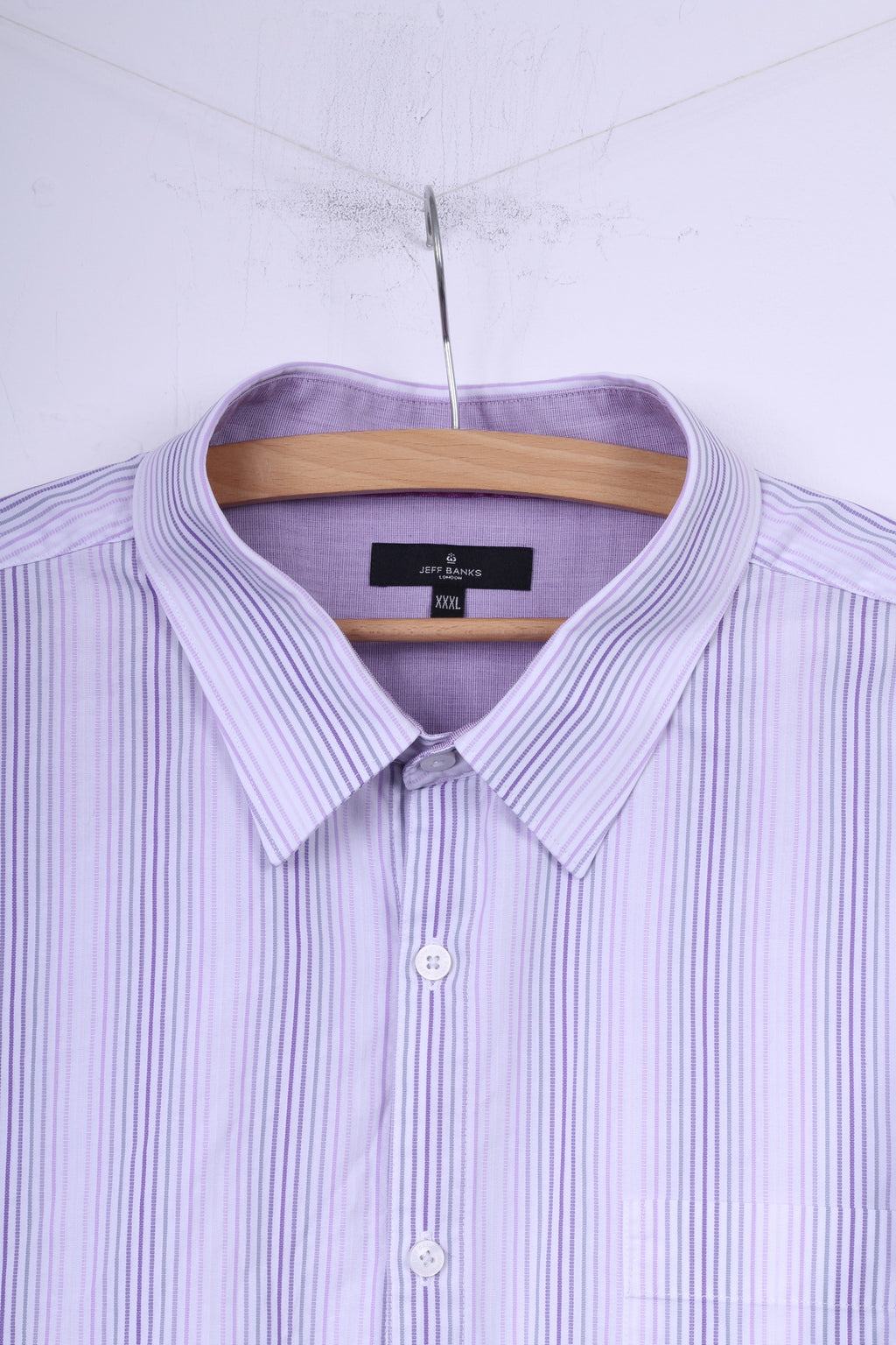 Jeff Banks London Mens 3XL Casual Shirt White Striped Cotton Short Sleeve Top