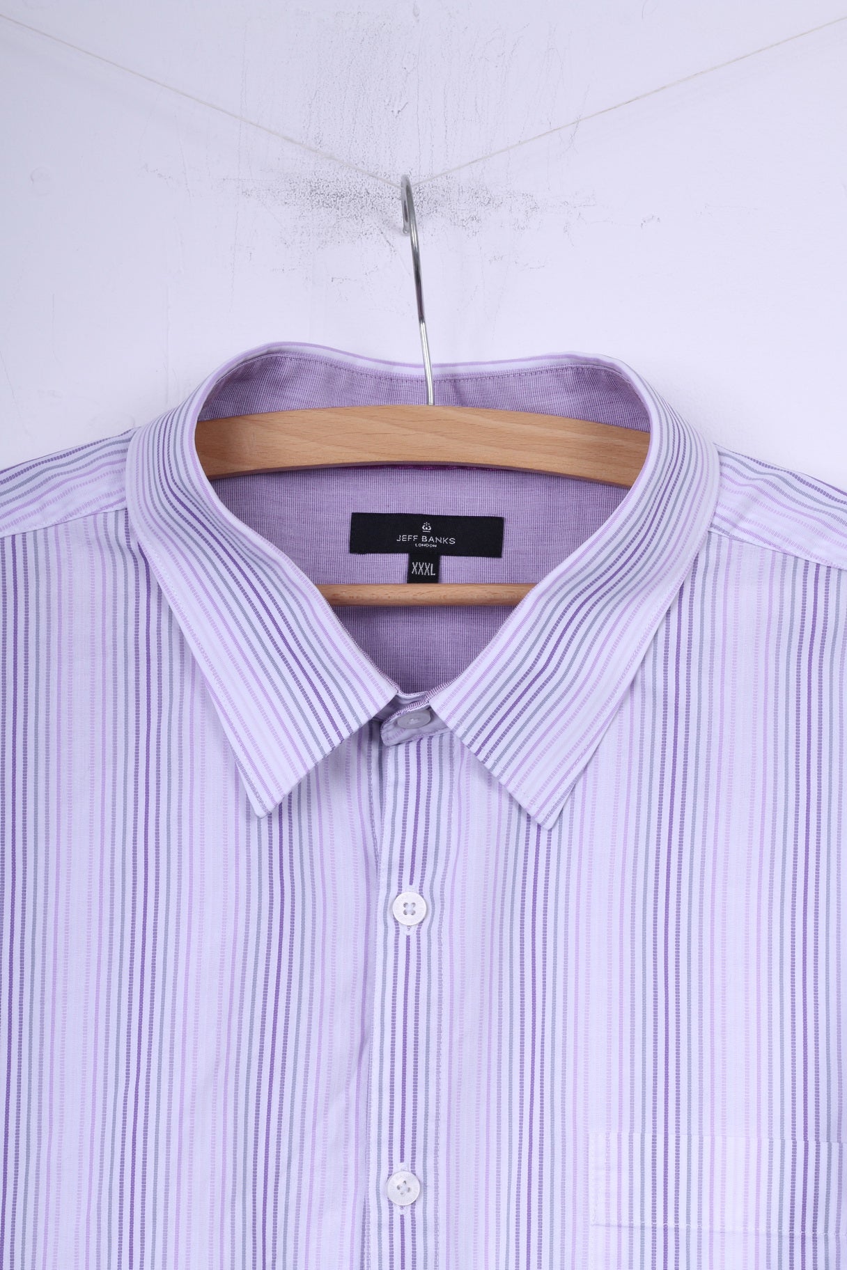 Jeff Banks London Mens 3XL Casual Shirt White Striped Cotton Short Sleeve Top