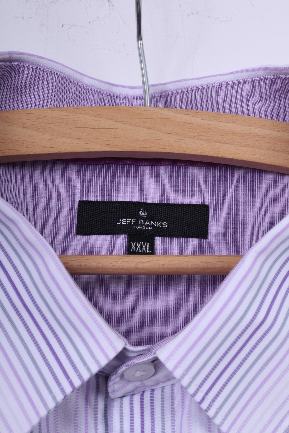 Jeff Banks London Mens 3XL Casual Shirt White Striped Cotton Short Sleeve Top