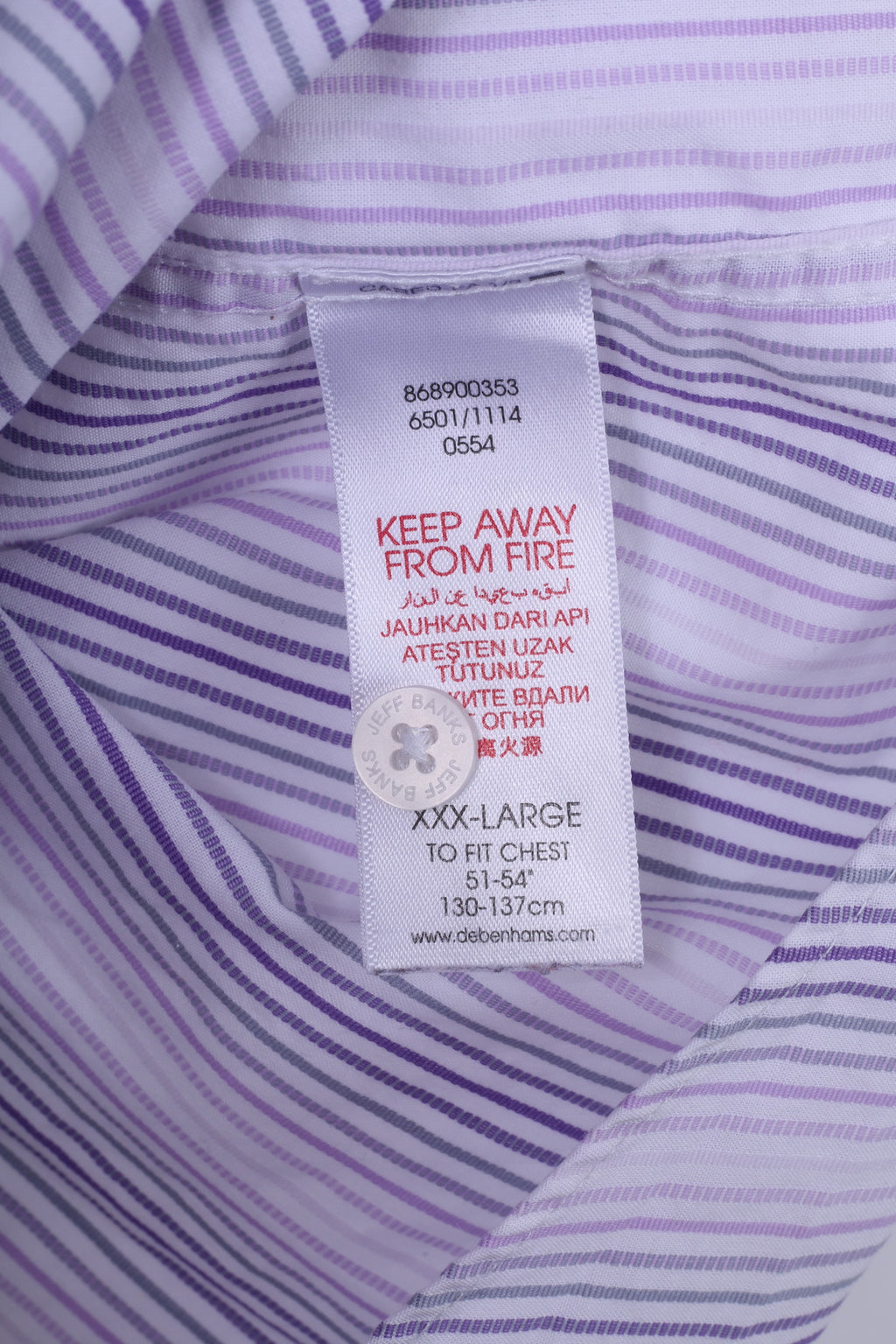 Jeff Banks London Mens 3XL Casual Shirt White Striped Cotton Short Sleeve Top