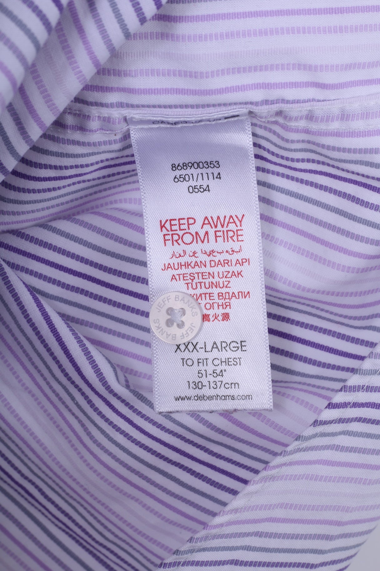 Jeff Banks London Mens 3XL Casual Shirt White Striped Cotton Short Sleeve Top