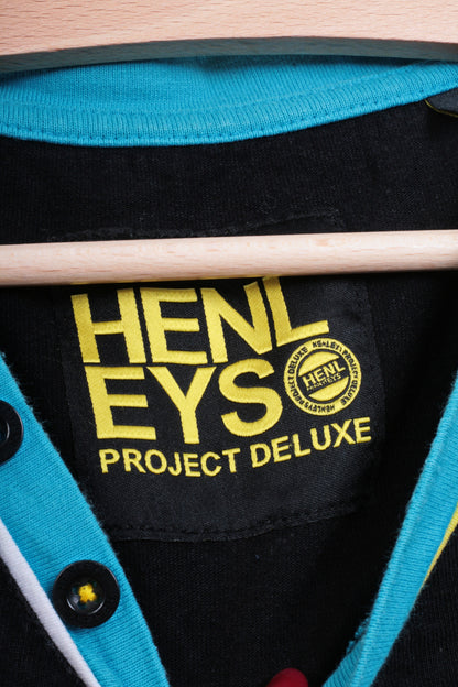 Henleys Mens 2 M Shirt Black V Neck Cotton Summer Project Deluxe - RetrospectClothes