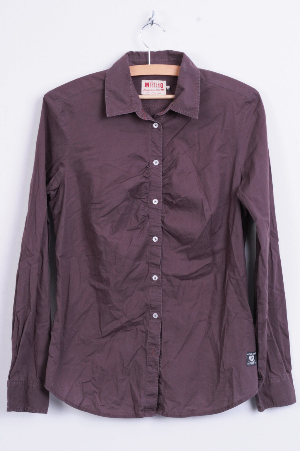 Mustang Jeans Womens M Casual Shirt Cotton Top Chocolate Color - RetrospectClothes