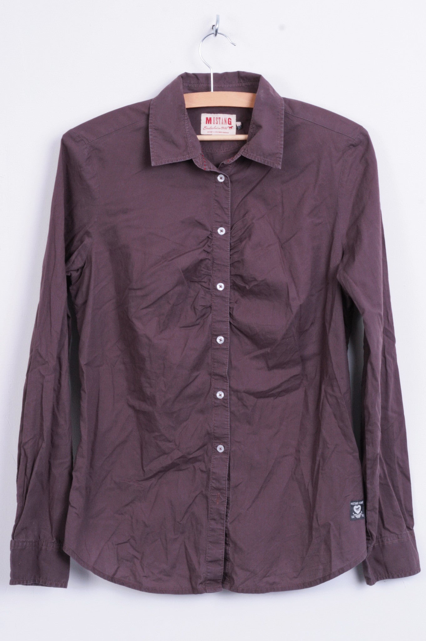 Mustang Jeans Womens M Casual Shirt Cotton Top Chocolate Color - RetrospectClothes