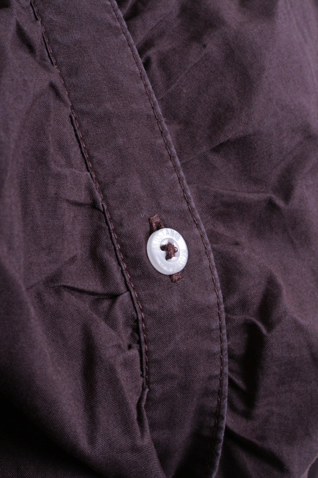 Mustang Jeans Womens M Casual Shirt Cotton Top Chocolate Color - RetrospectClothes