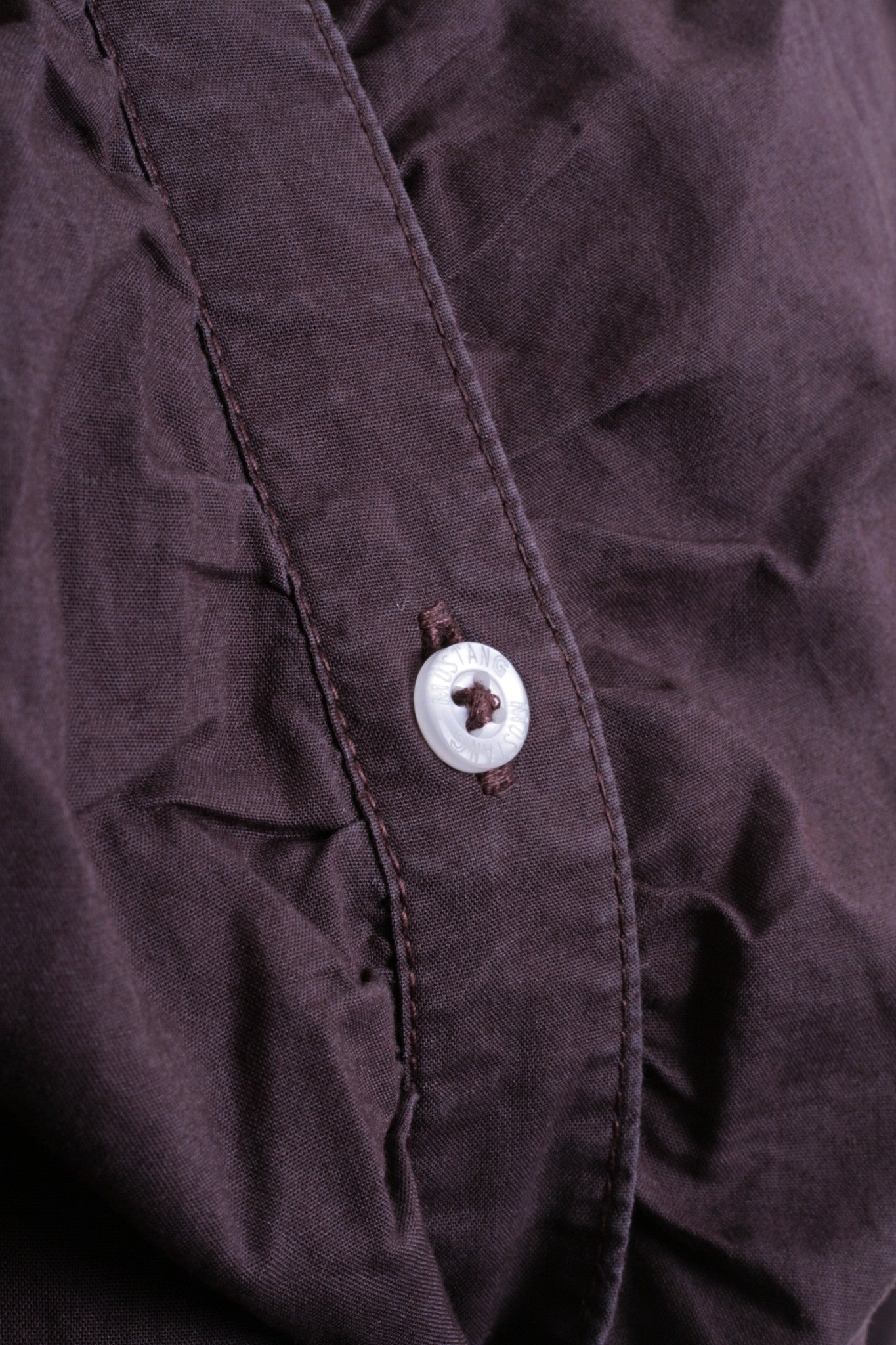 Mustang Jeans Womens M Casual Shirt Cotton Top Chocolate Color - RetrospectClothes