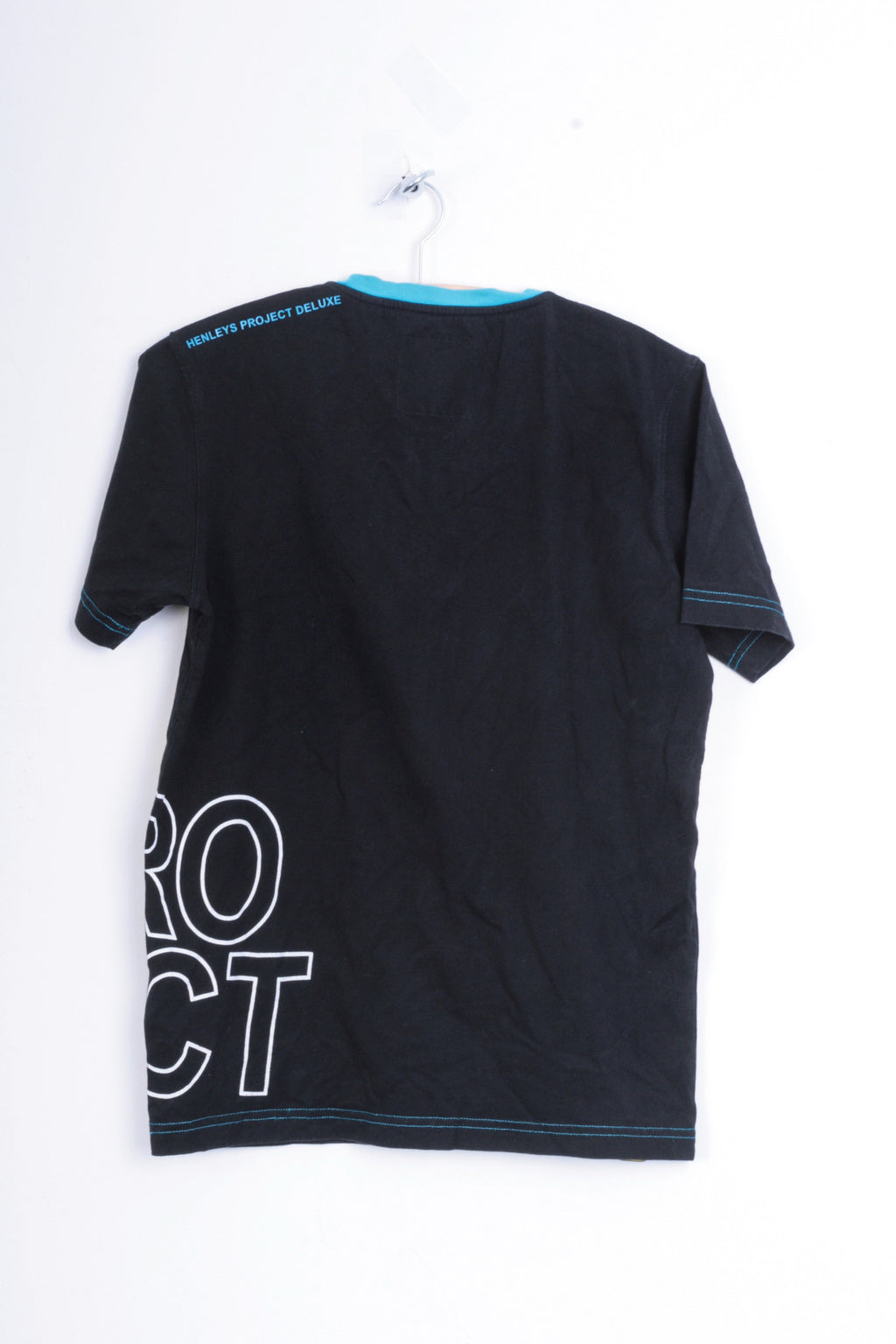 Henleys Mens 2 M Shirt Black V Neck Cotton Summer Project Deluxe - RetrospectClothes