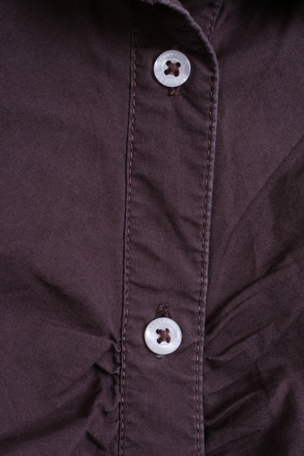 Mustang Jeans Womens M Casual Shirt Cotton Top Chocolate Color - RetrospectClothes