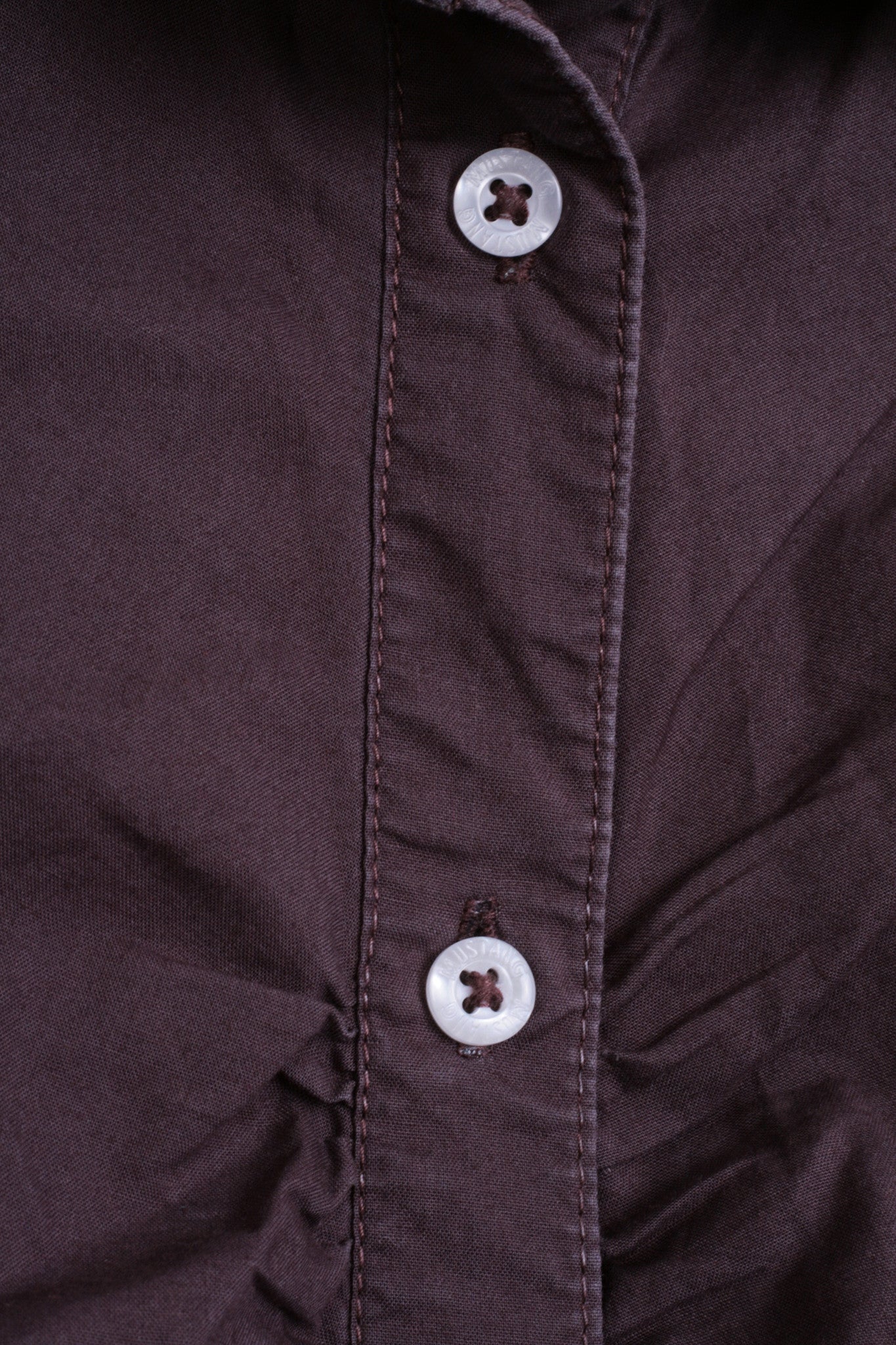 Mustang Jeans Womens M Casual Shirt Cotton Top Chocolate Color - RetrospectClothes