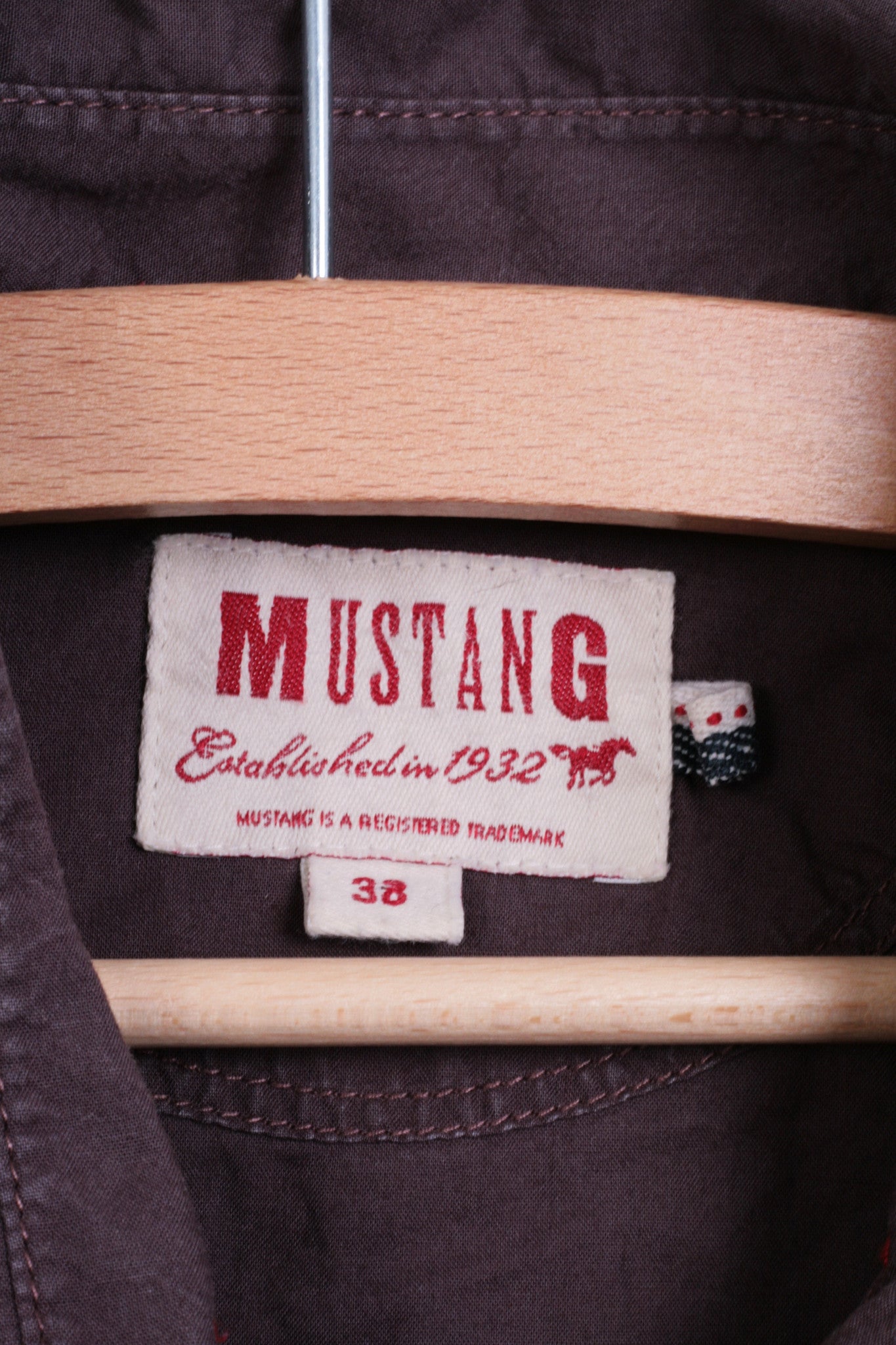 Mustang Jeans Womens M Casual Shirt Cotton Top Chocolate Color - RetrospectClothes