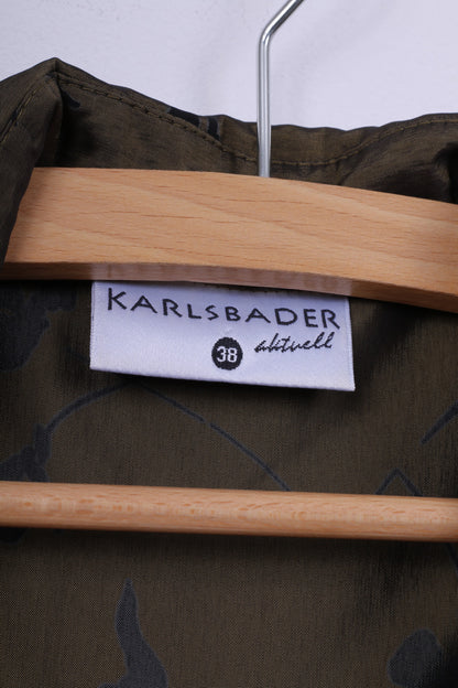 Karlsbader Womens 38 M Casual Shirt Green Shoulder Pads Bound Top