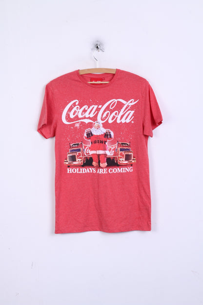 Coca Cola Unisex S T-Shirt Red Santa Crew Neck Cotton