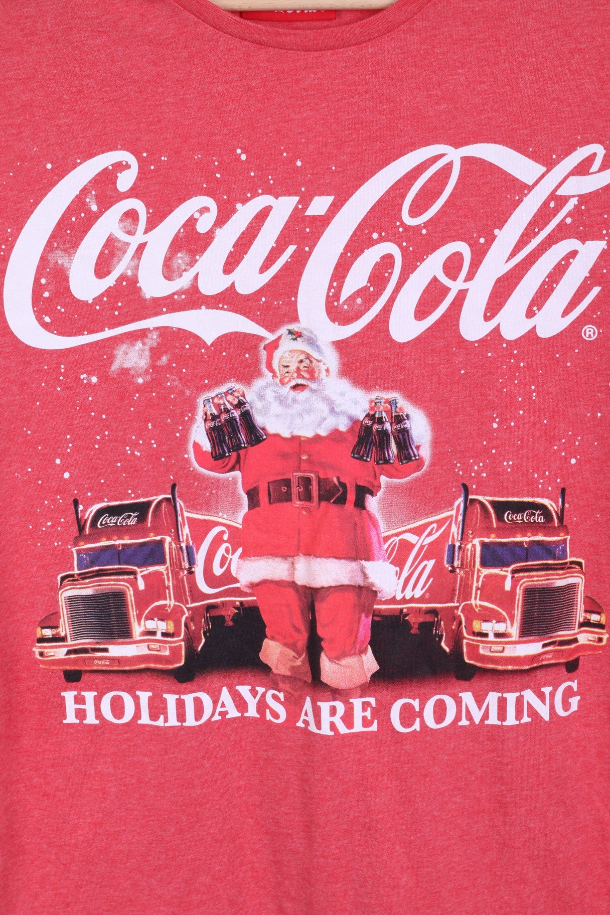 T-shirt Coca Cola unisex S rossa con Babbo Natale girocollo in cotone