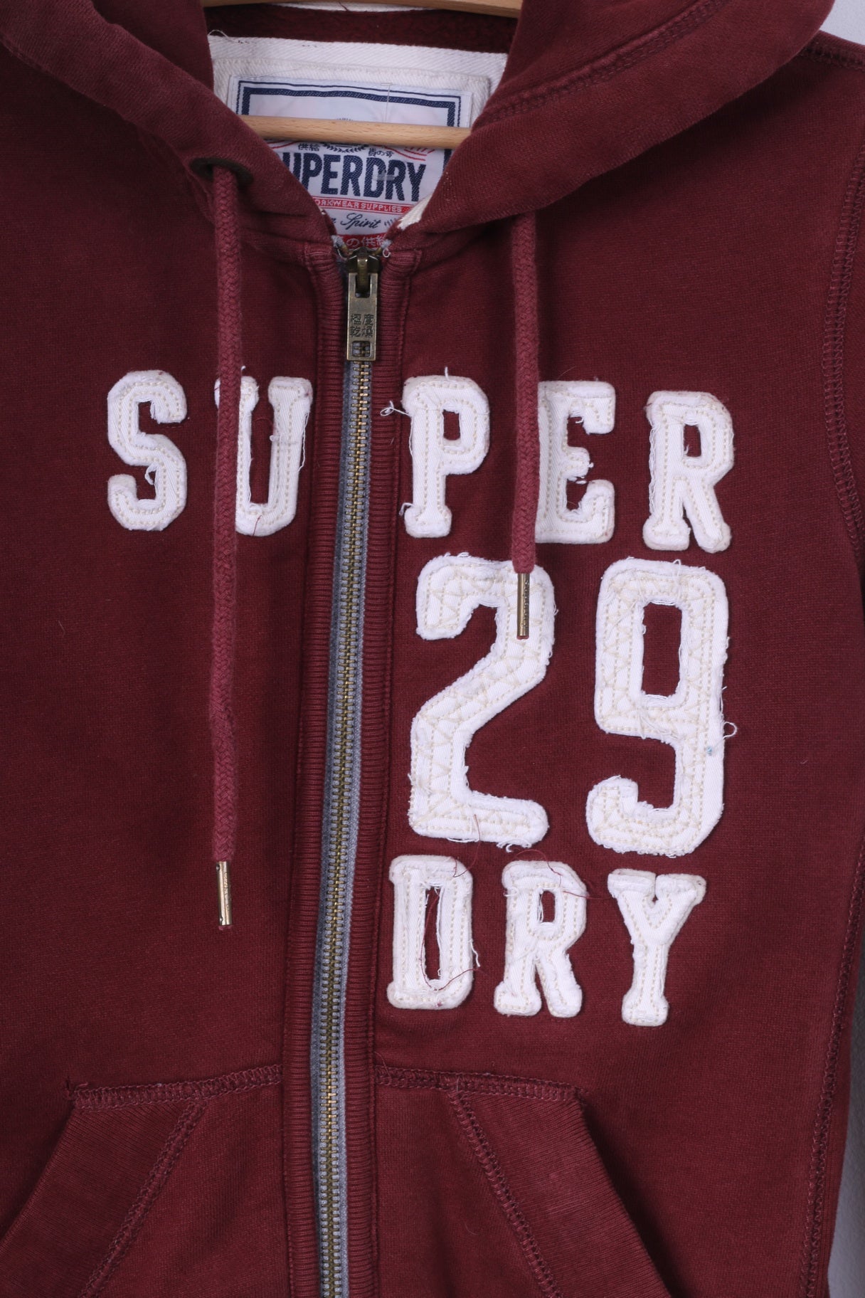 Superdry Sweat à capuche XS pour femme Marron avec fermeture Éclair complète