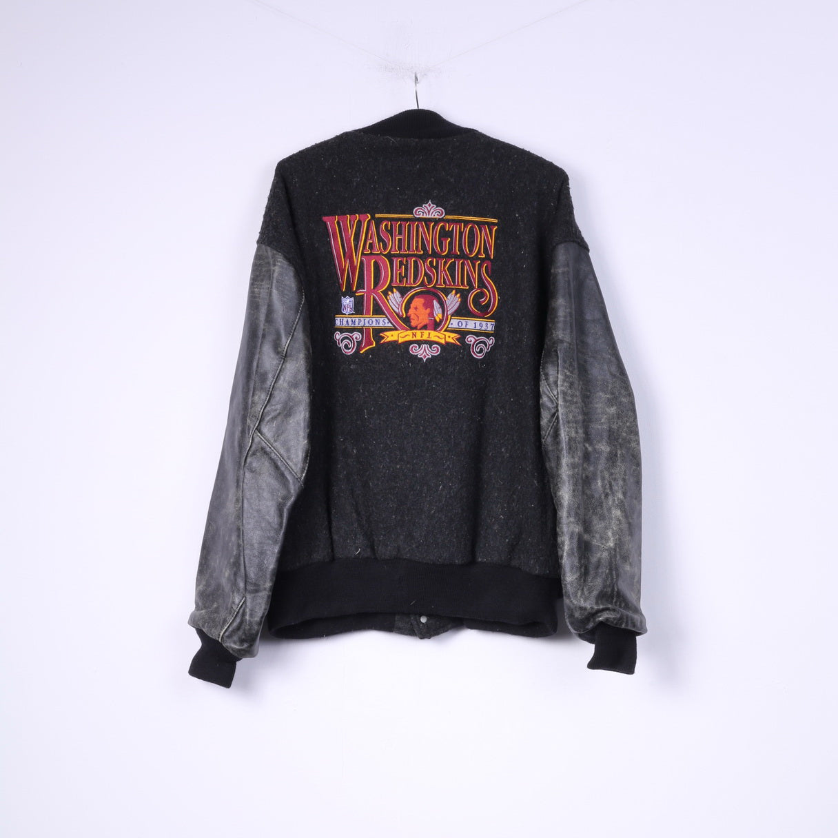 Throwbacks DeLong Washington Redskins NFL Men XL Jacket Black Bomber Vintage Top