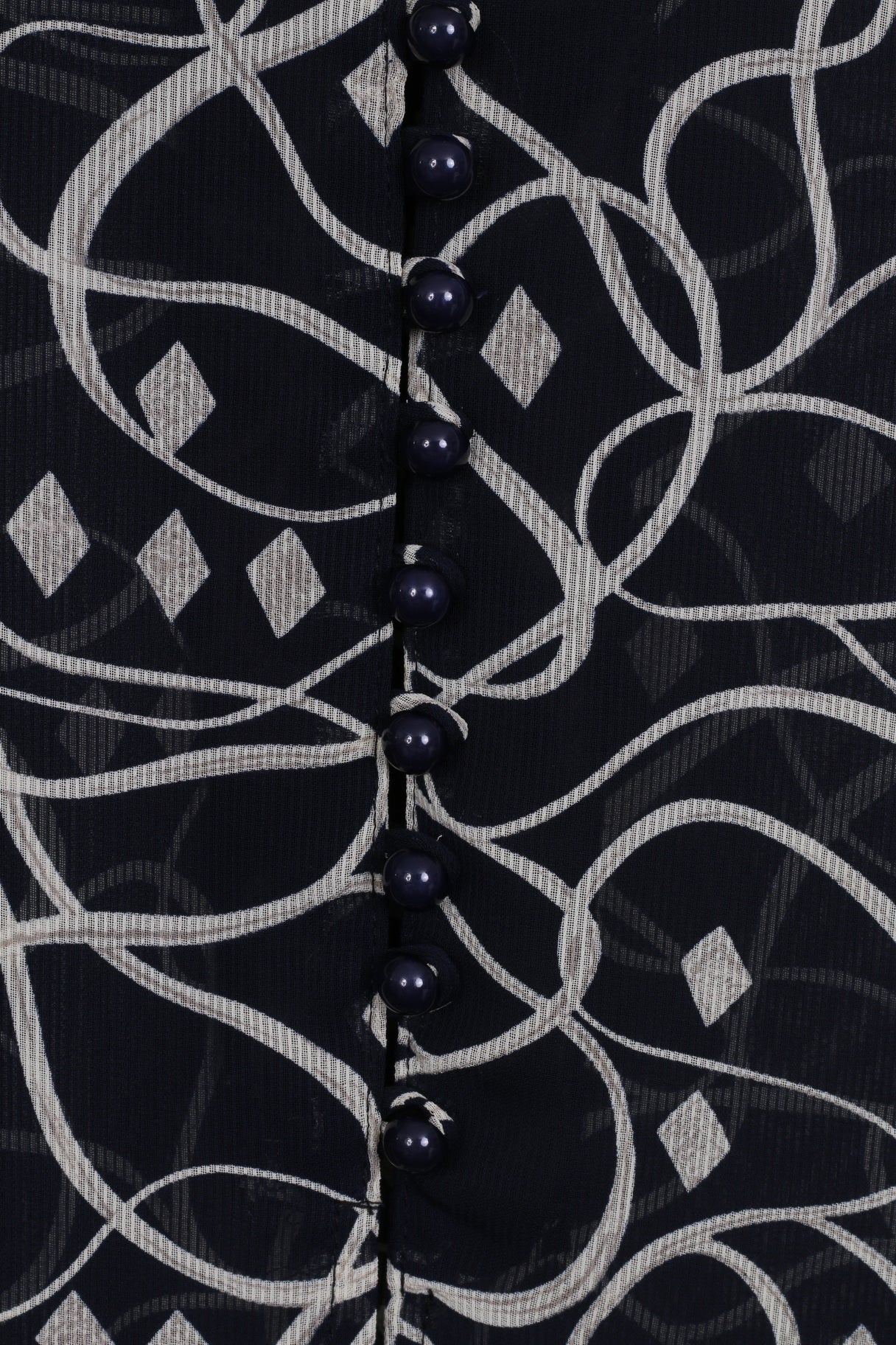 Sat Suma London Robe mi-longue imprimée bleu marine transparente à manches longues pour femme 16 XL 