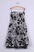Florence + Fred Womens 14 M Bandeau Skater Dress Printed White Black Cotton Midi