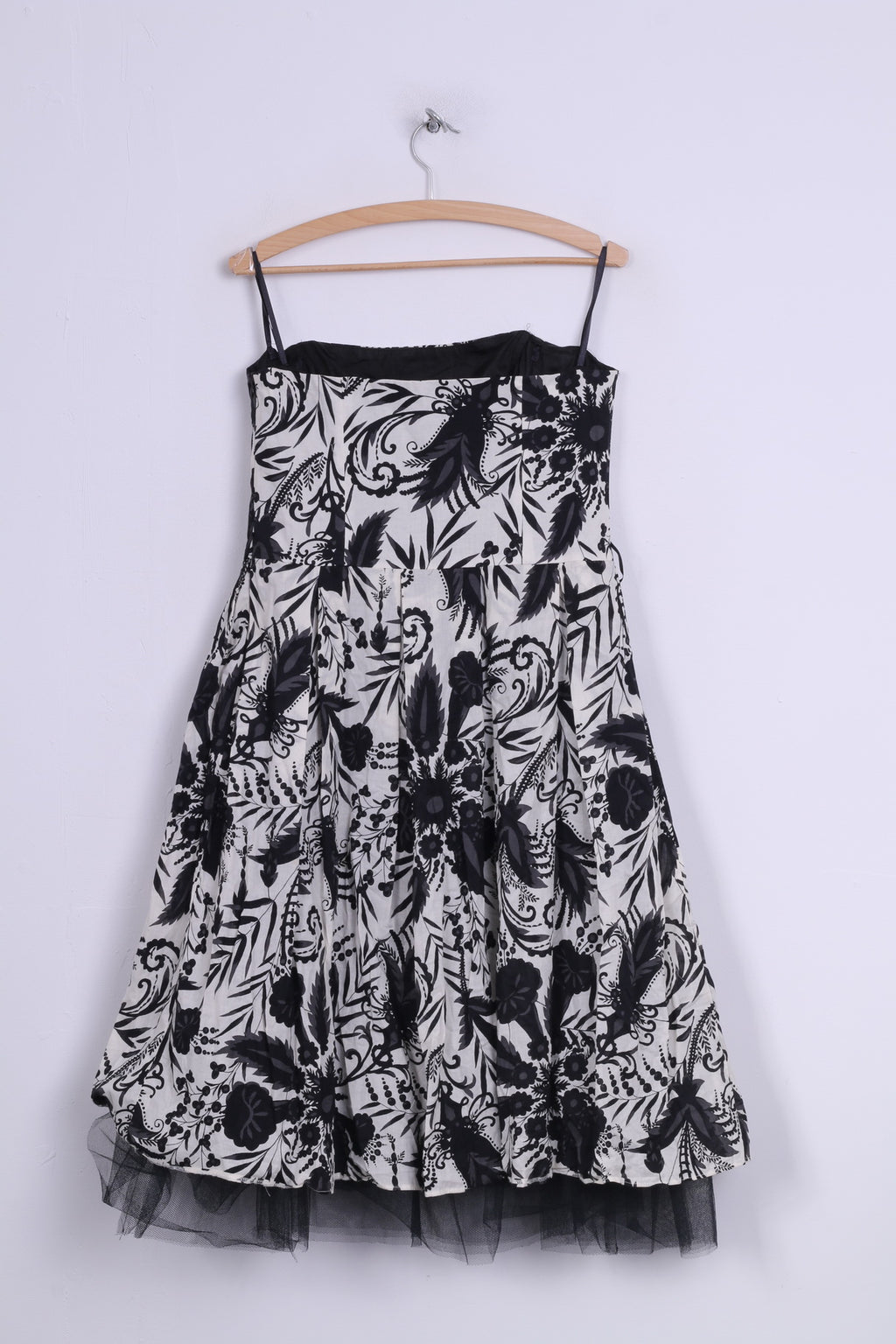 Florence + Fred Abito da skater a fascia da donna 14 M stampato bianco nero in cotone midi