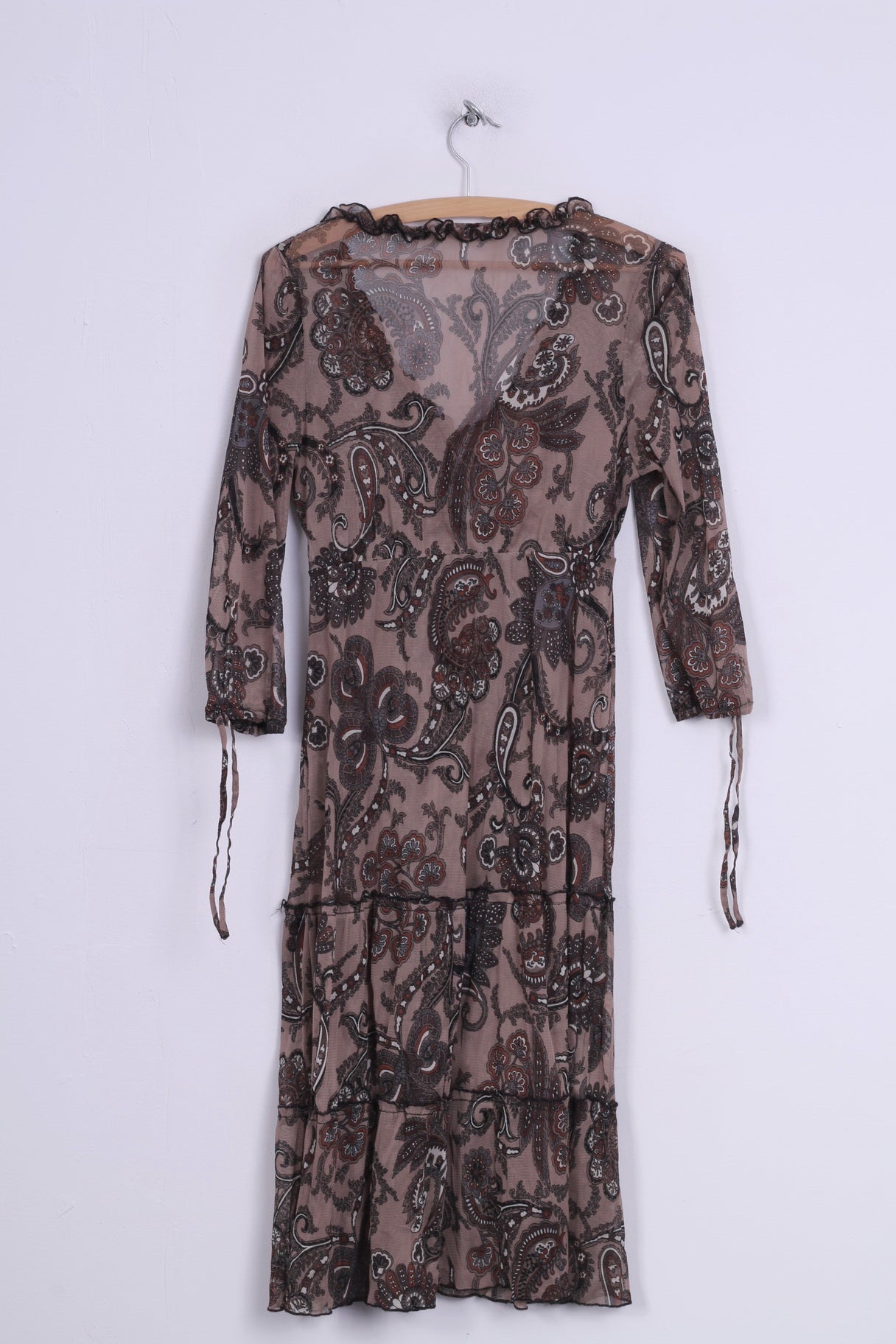 Robe Boho pour femmes, imprimé marron, Transparent, col en V, Vintage 