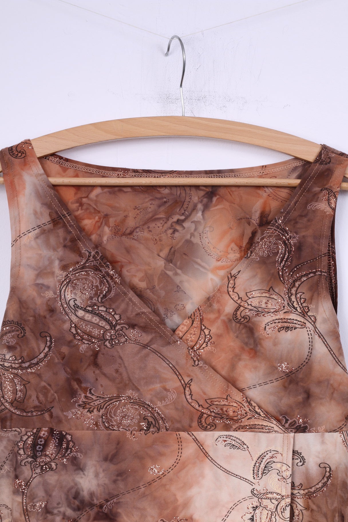 Lorsay Womens L Top V Neck Tie Dye Pêche Sans Manches 